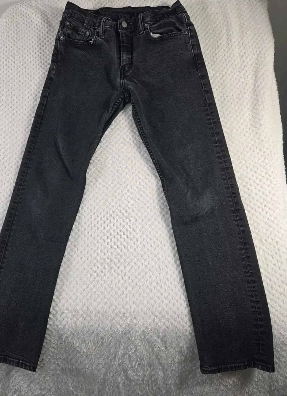 Levis 502 Regular Taper Jeans Mens 30x32 Gray Black Wash Denim Pants #0127